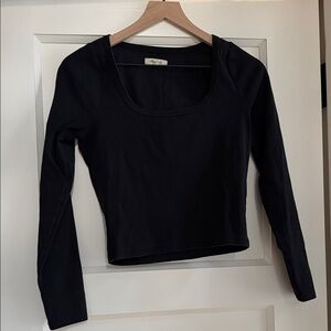 Madewell Black Ribbed Long Sleeve Top